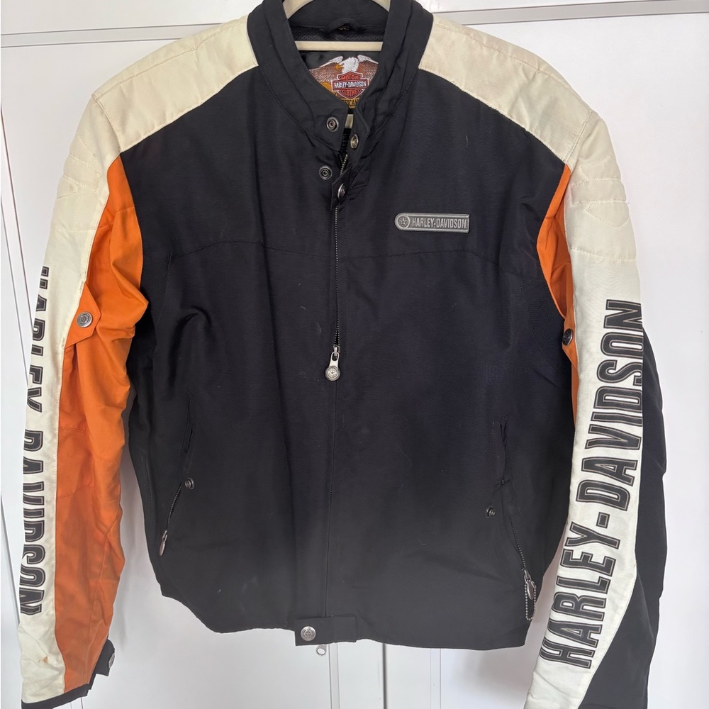 Harley-Davidson Black and Orange Men's Jacket